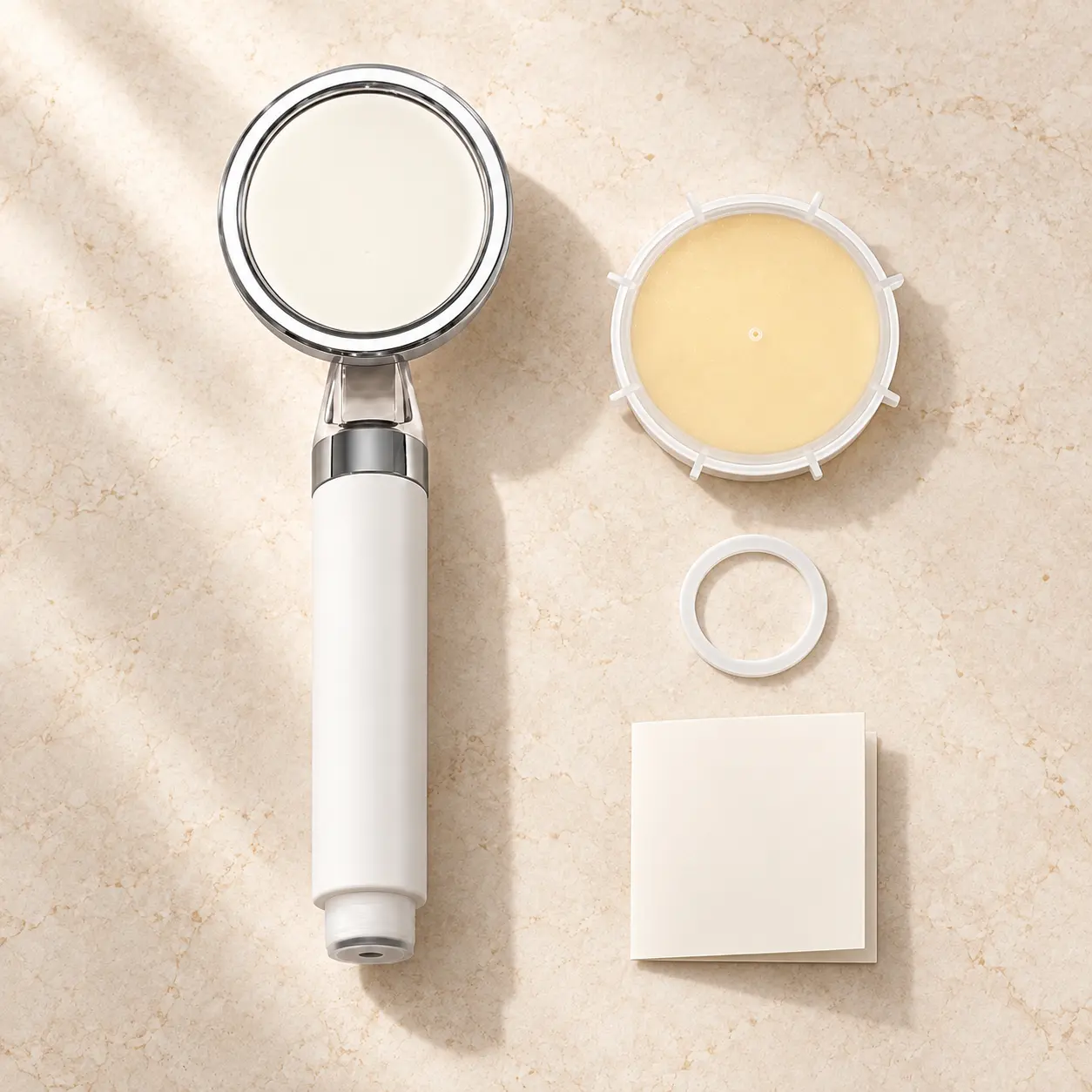 Pommeau Saudade Care, filtre vitamine C et accessoires du coffret